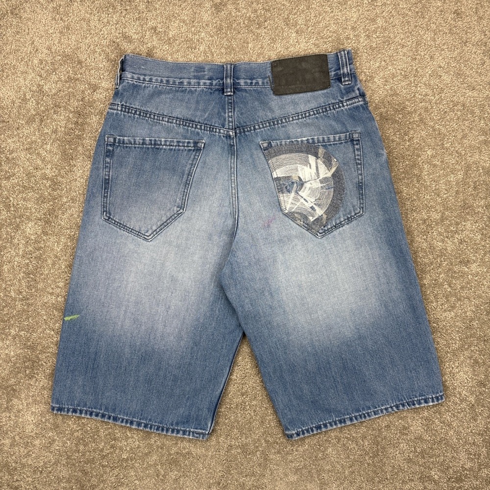 Y2K Rocawear Baggy Embroidered Jean Shorts Jorts Size 34